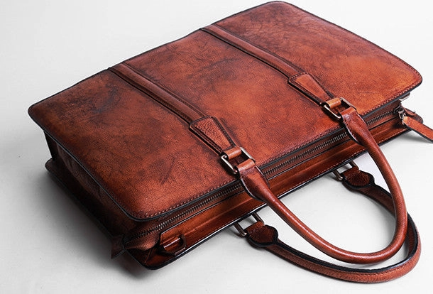 Vintage Leather mens Briefcase Handbag Shoulder Bag Business Bag for Men Versatile Function Distinct Accent