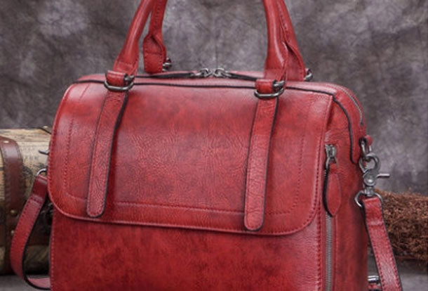 Sophisticated Style Genuine Leather Handbag Vintage Boston Bag Crossbody Bag Shoulder Bag Purse For Women