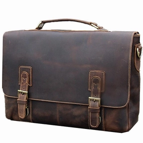 Vintage Black Mens Leather Briefcase Work Handbags Brown 14'' Computer Briefcases For Men Travel-friendly clutch Contemporary Vision