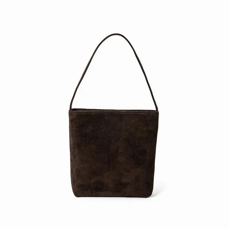 Functional Fashion Piece Luxury Suede Leather Shoulder Bucket Bag | Soft Sheepskin Suede Crossbody Purse