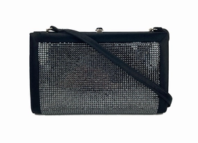 Judith Leiber Black Silk Black Rhinestone Evening Bag Versatile Accessory Soft Finish