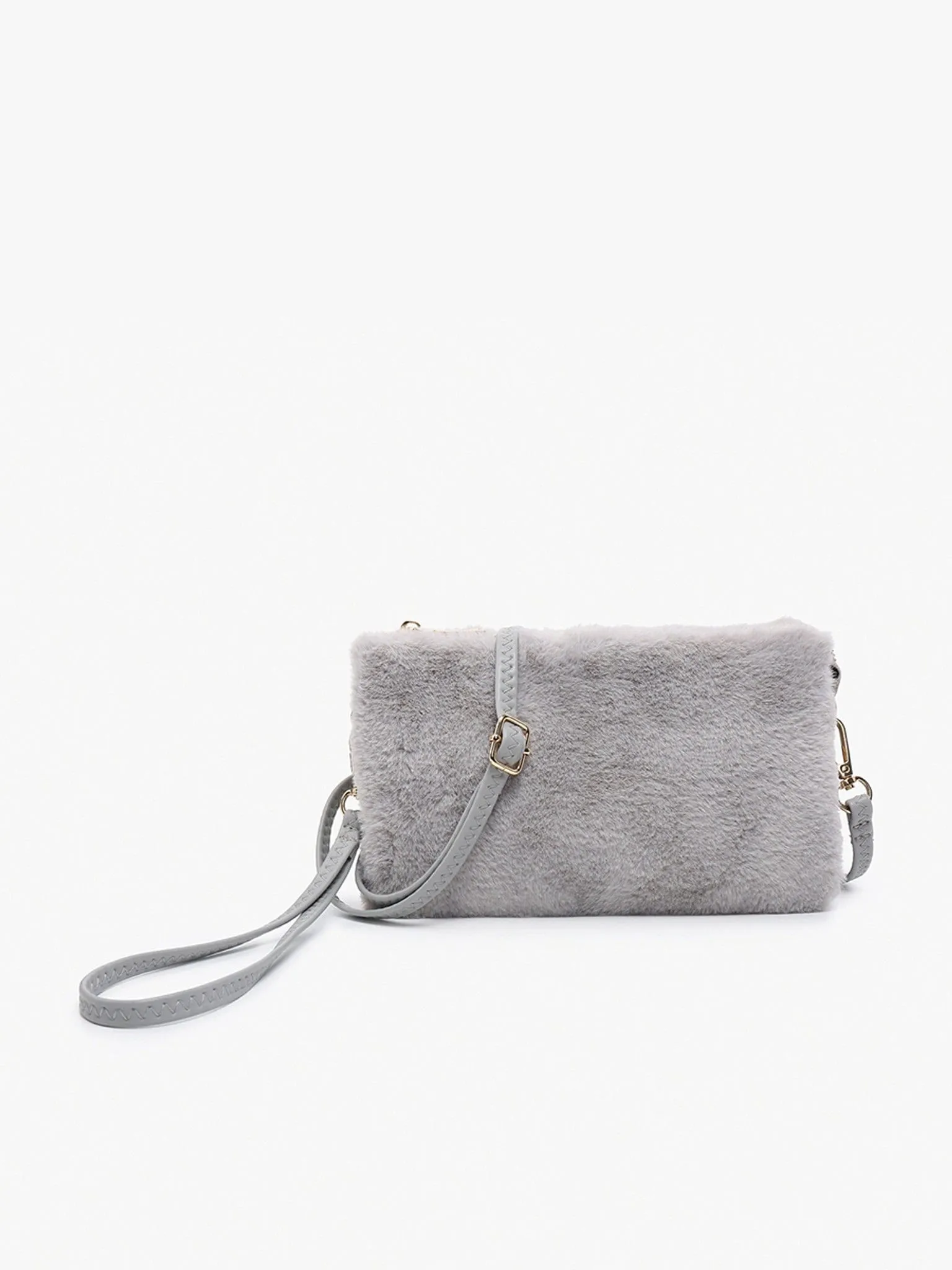 M013FUR Riley Faux Fur 3 Compartment Crossbody/Wristlet Comfortable strap that distributes weight evenly