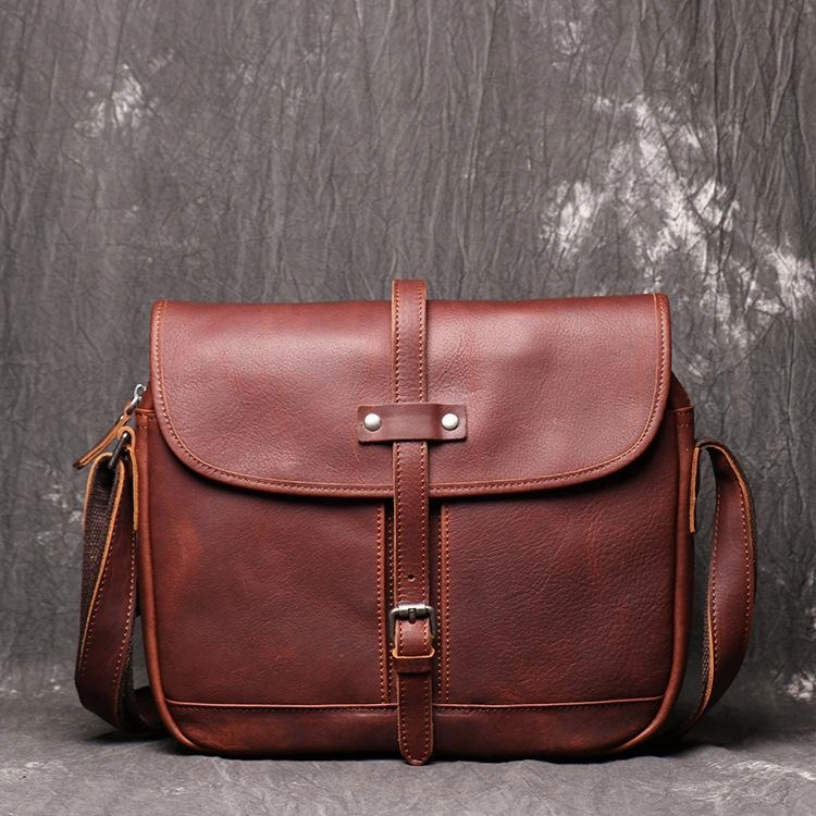 Maroon Cool Leather 10 inches Brown Messenger Bag Side Bag Courier Bag For Men Everyday Travel Compact accessory
