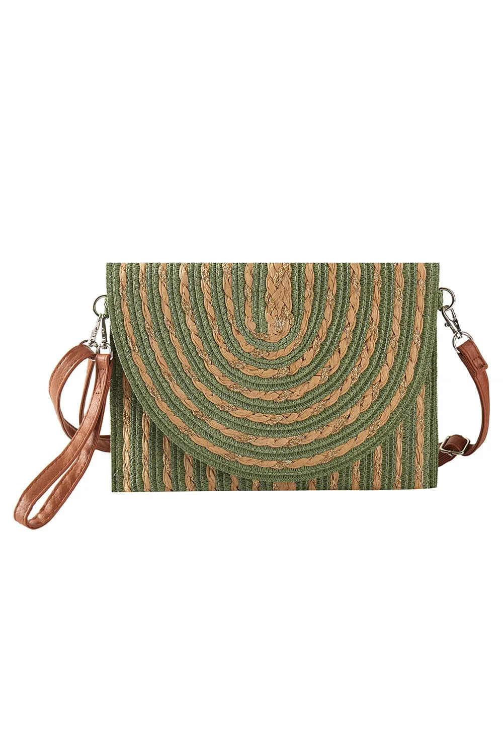 MB0294 Gold Threads Mixed Color Straw Clutch/Crossbody Bag Practical Everyday Style