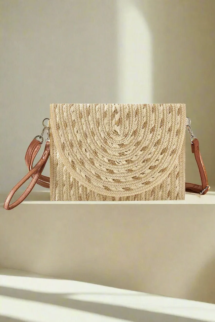 MB0294 Gold Threads Mixed Color Straw Clutch/Crossbody Bag Perfect for pairing with both casual and formal attire