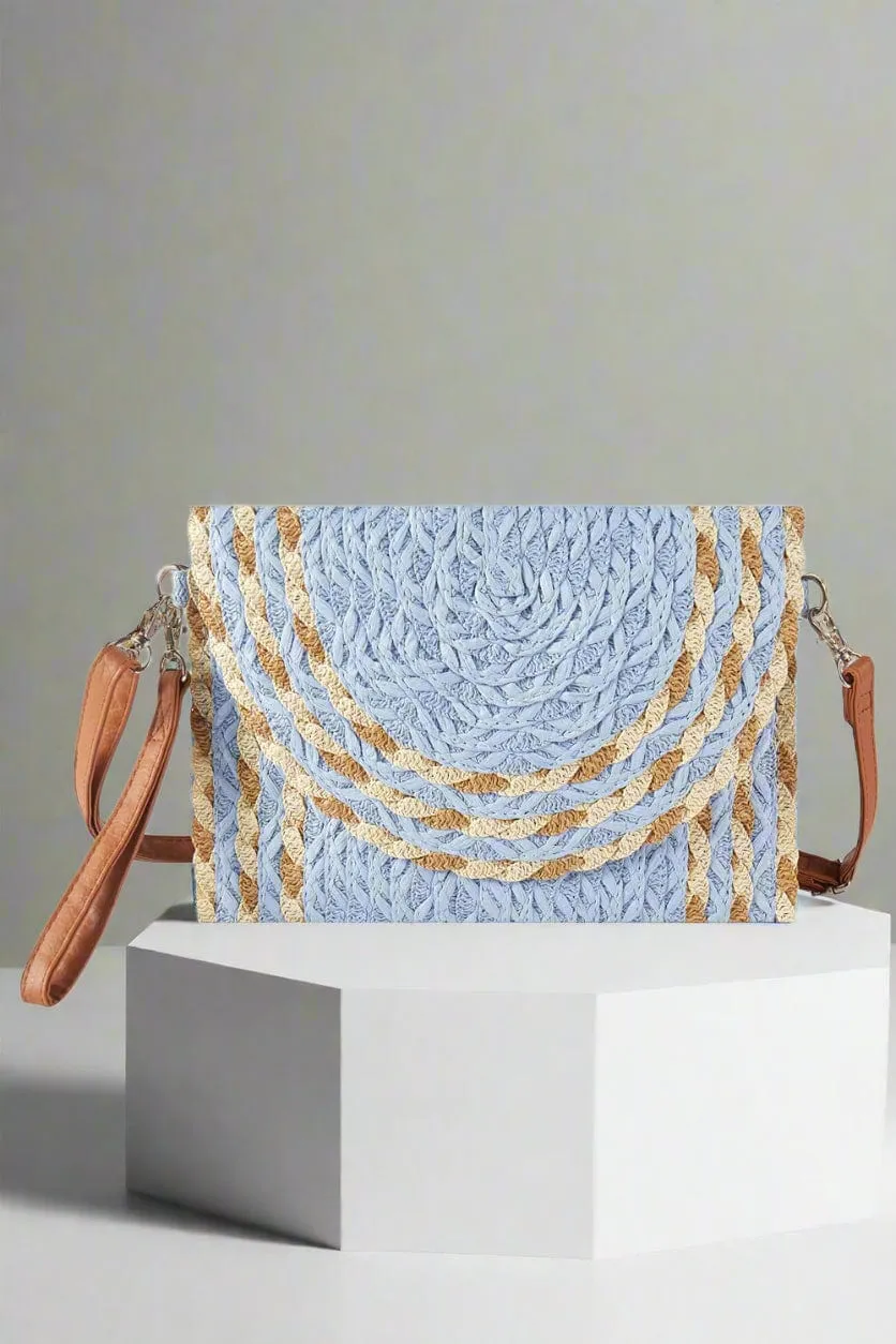 Essential Gear Minimalist Comfort MB0297 Mixed Color Detail Straw Clutch/Crossbody Bag