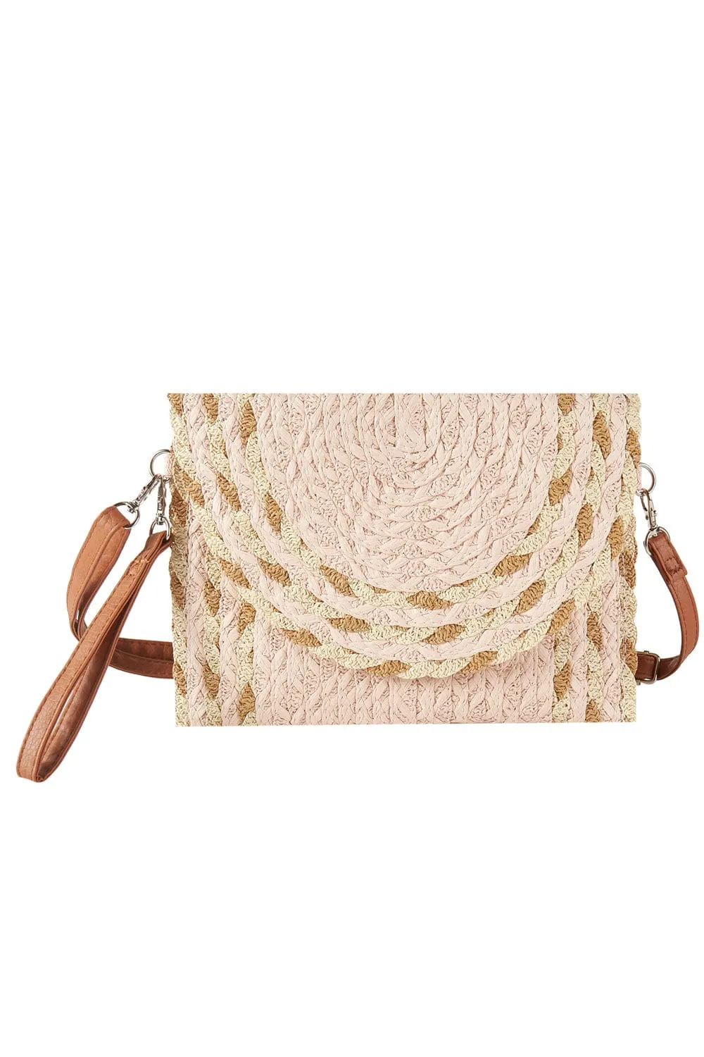 Professional Finish MB0297 Mixed Color Detail Straw Clutch/Crossbody Bag