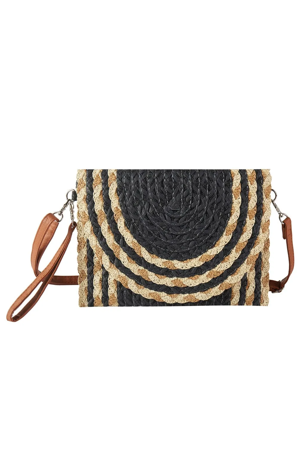 MB0297 Mixed Color Detail Straw Clutch/Crossbody Bag Practical Travel Gear Compact Day Accessory