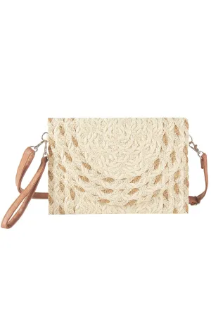MB0297 Mixed Color Detail Straw Clutch/Crossbody Bag Durable Fashion Gear