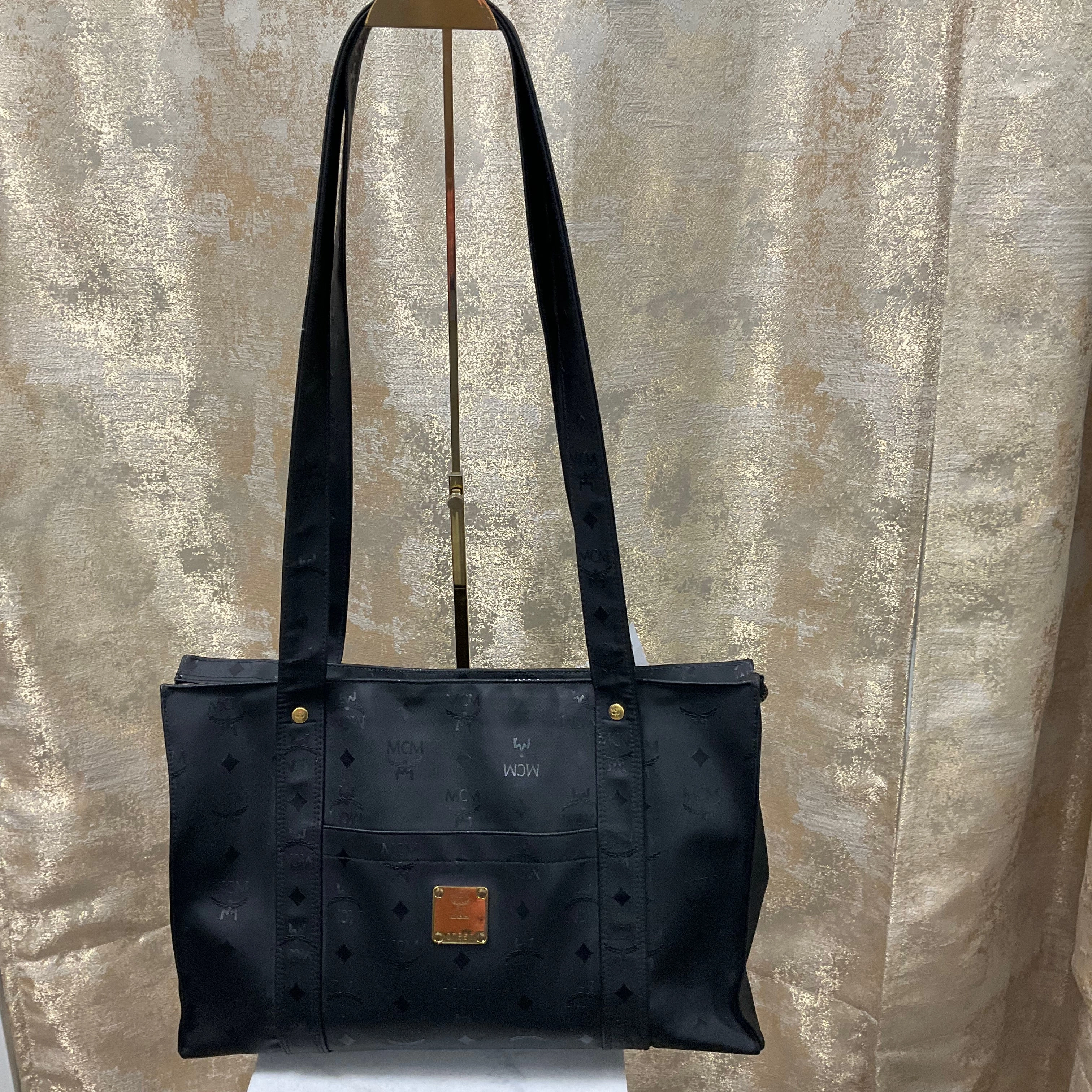 MCM Black Handbag Compact Texture