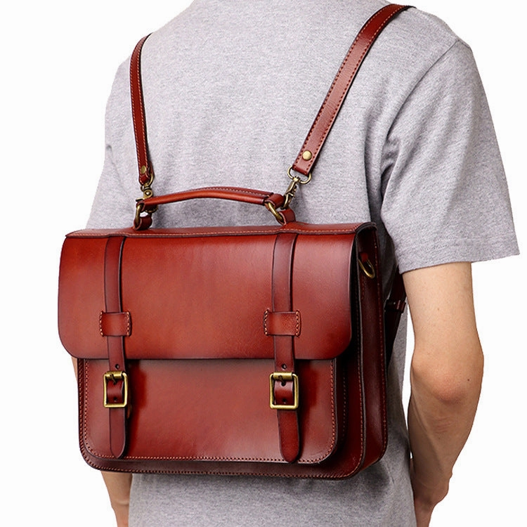 Easy Access Men's Leather Convertible Messenger Bag Backpack Stachel Bag For Men