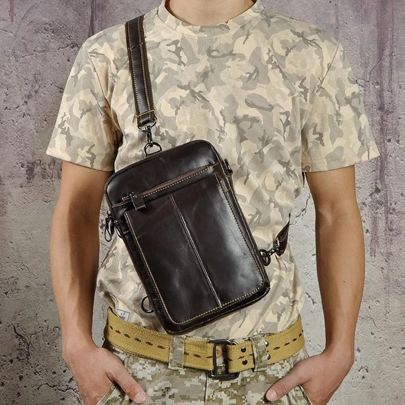 Smart Detail Mens Leather Side Bag Belt Pouch Holster Sling Bag Belt Case Waist Pouch for Men