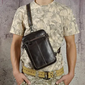 Smart Detail Mens Leather Side Bag Belt Pouch Holster Sling Bag Belt Case Waist Pouch for Men