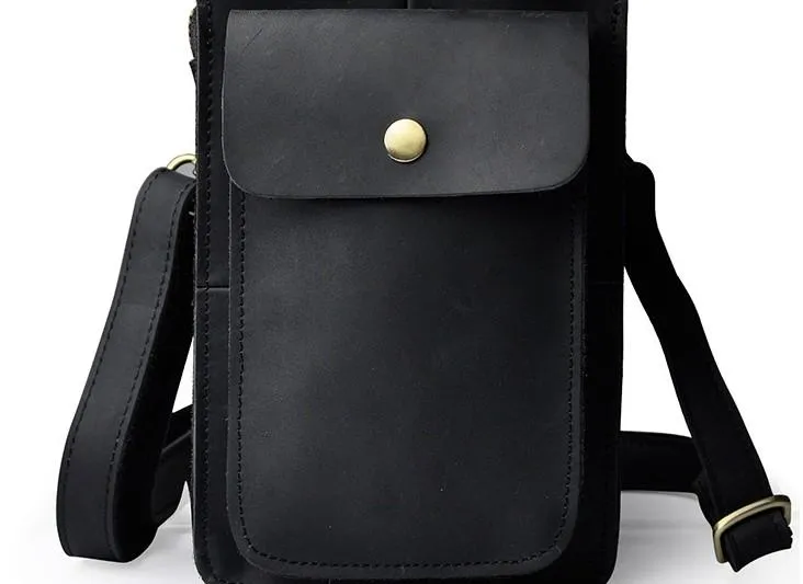 Mens Leather Small Belt Pouch Side Bag Waist Pouch COURIER BAG Holster Belt Case for Men Refined performance Elegant Craft