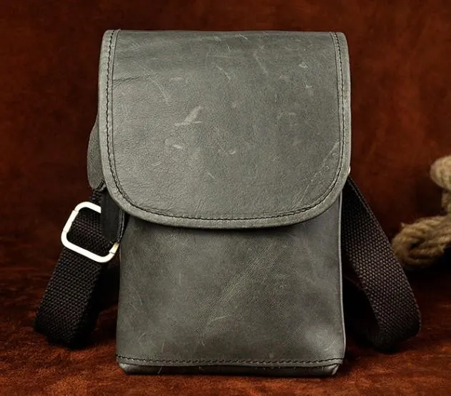 Essential Organizer Mens Leather Small Belt Pouch Side Bag Waist Pouch Holster Belt Cases for Men