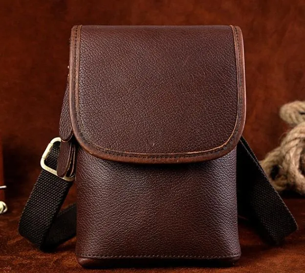 Mens Leather Small Belt Pouch Side Bag Waist Pouch Holster Belt Cases for Men Fashion Fit Formal Gear