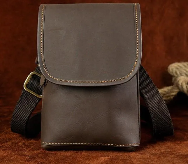 Compact Utility Sleek financial accessory Mens Leather Small Belt Pouch Side Bag Waist Pouch Holster Belt Cases for Men