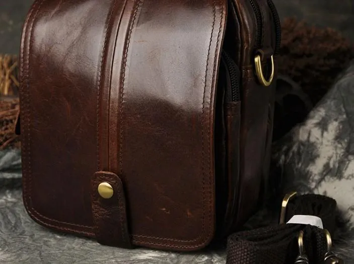 Fashion Fit Mens Leather Small Belt Pouch Side Bags Waist Pouches COURIER BAG Holster Belt Case for Men