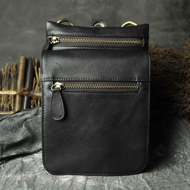 Travel-friendly money holder Luxury Gear Mens Leather Small Side Bag COURIER BAG Waist Pouch Holster Belt Case Belt Pouch for Men