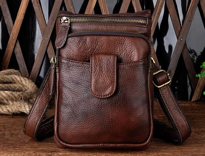 Compact Solution Card Organizer Mens Small Leather Belt Pouch Side Bag Holster Belt Case Waist Pouch for Men