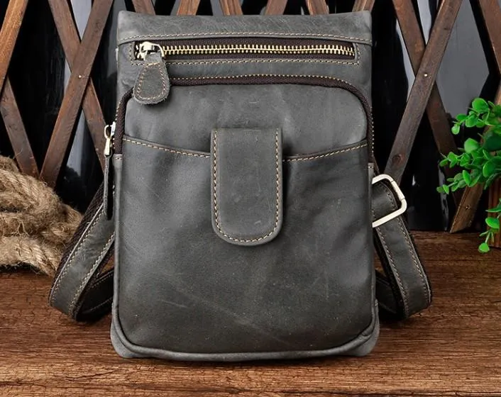 Elegant Details Mens Small Leather Belt Pouch Side Bag Holster Belt Case Waist Pouch for Men