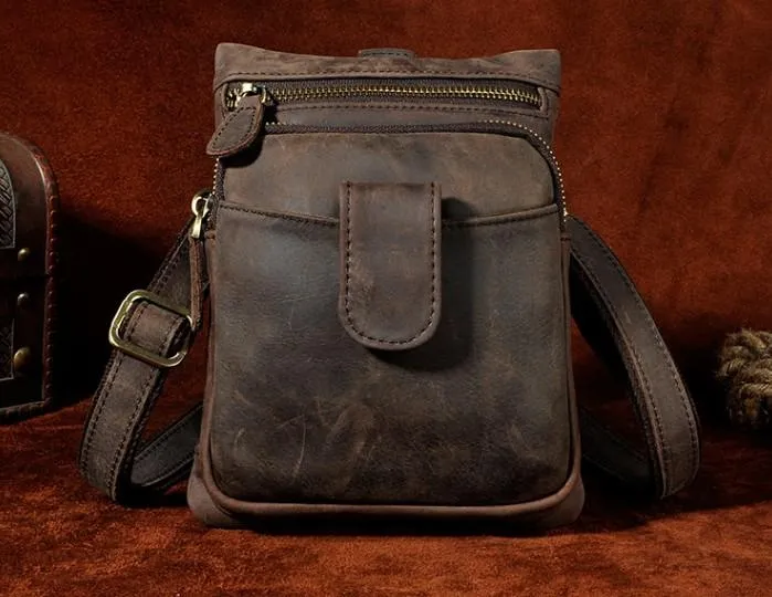 Sleek Touch Sophisticated Look Mens Small Leather Belt Pouch Side Bag Holster Belt Case Waist Pouch for Men