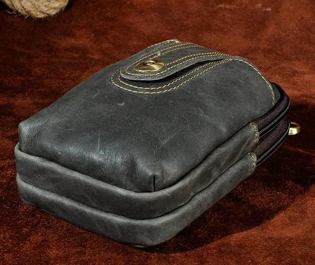 Mens Small Leather Holster Belt Case Belt Pouch Cell Phone Waist Pouch for Men Classic Grip