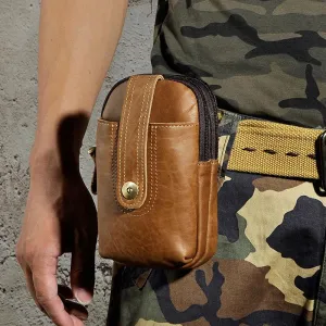 Mens Small Leather Holster Belt Case Belt Pouch Cell Phone Waist Pouch for Men Urban Simplicity
