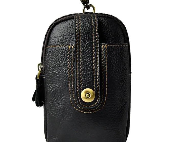 Mens Small Leather Holster Belt Case Belt Pouch Cell Phone Waist Pouch for Men Simple Aesthetic Urban Design