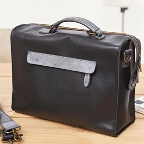 Rust Orange Design Luxury Mens Black Leather Large Briefcase Handbag Work Bag Business Bag for Men
