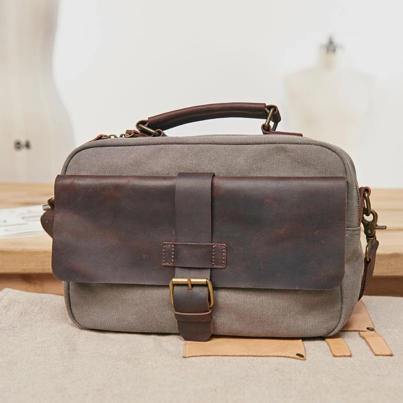 Urban Companion Holiday Travel Mens Canvas Gray Cool Messenger Bag Side Bag Canvas Handbag for Men