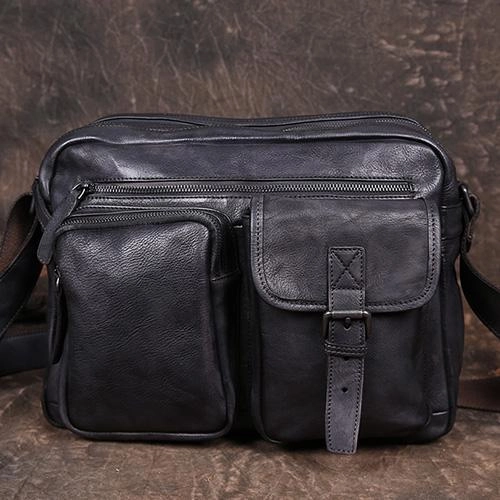 Mens Vintage Leather Messenger Bag Coffee Side Shoulder Bag Courier Bag Postman Bag for Men Contemporary Touch Sporty Vibe