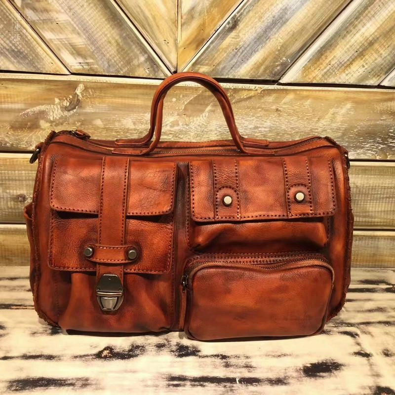 Mens Vintage Small Leather Messenger Bag Side Shoulder Bag Courier Bag Postman Bag for Men Sporty Vibe