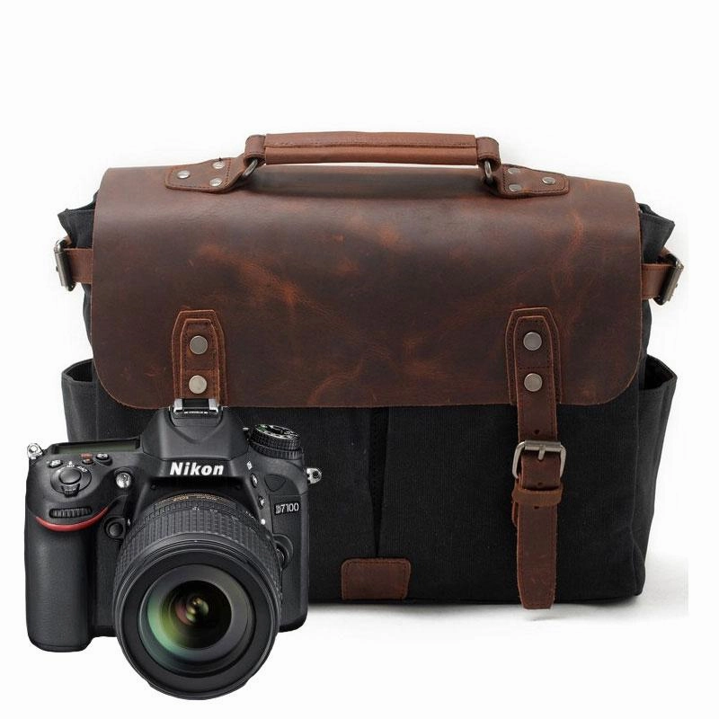Workday Function Mens Waxed Canvas Camera Side Bag Camera Messenger Bag Courier Bag Camera Shoulder Bag for Men
