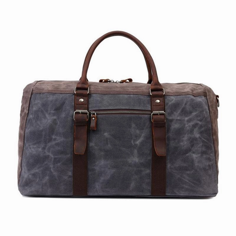 library event Interview Day Mens Waxed Canvas Leather Large Weekender Bag Canvas Travel Bag for Men