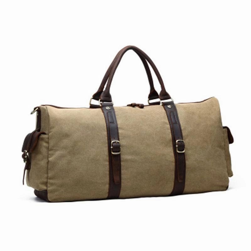 Modern Carry Explorer Look Mens Waxed Canvas Leather Large Weekender Bags Canvas Travel Bag for Men