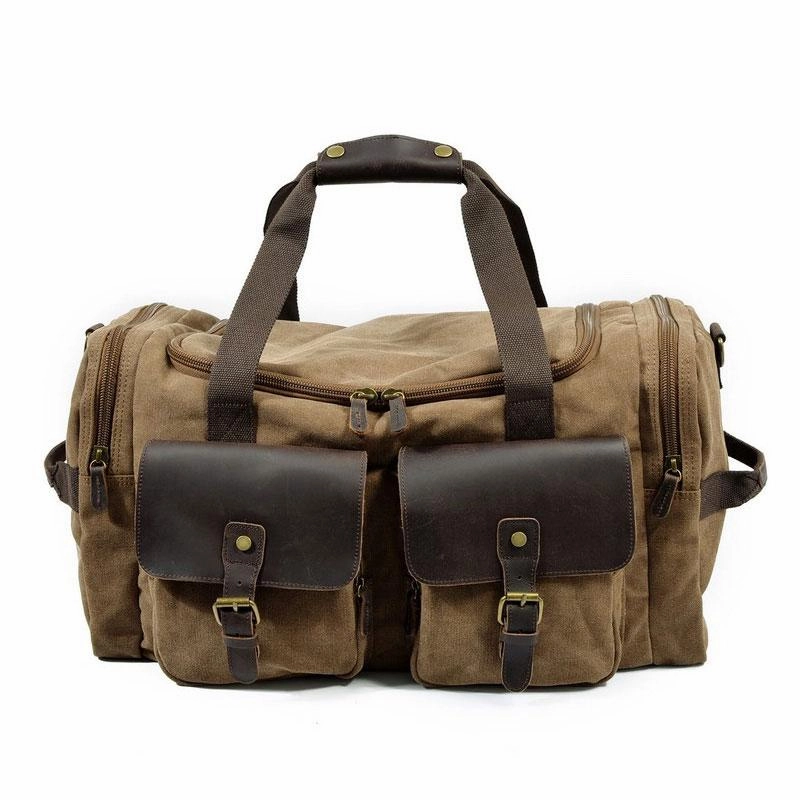 Mens Waxed Canvas Leather Weekender Bag Canvas Travel Bags for Men Political Rally Utility Pouch