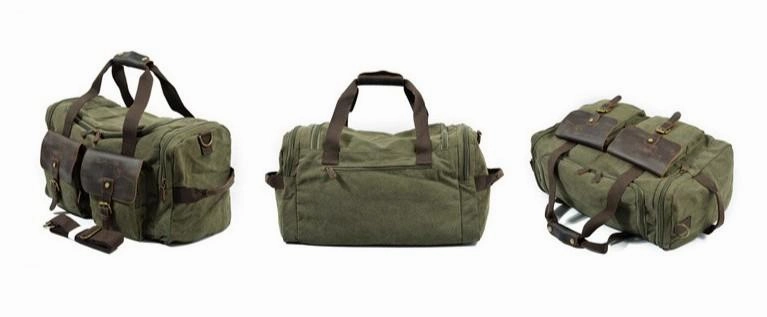 Stylish Style Quick Grab Mens Waxed Canvas Leather Weekender Bag Canvas Travel Bags for Men