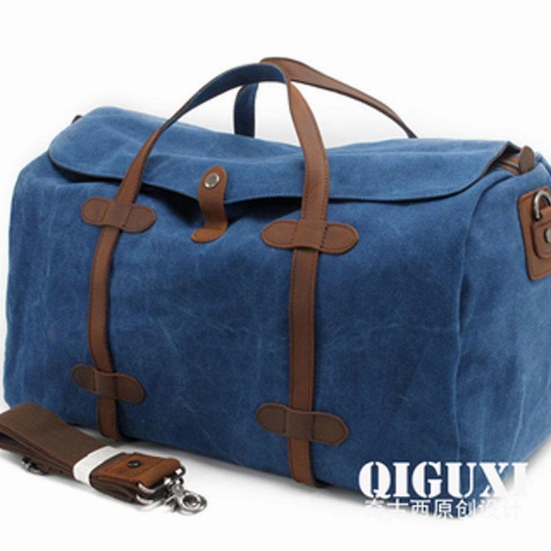 Mens Waxed Canvas Overnight Bag Canvas Weekender Bag Canvas Travel Bag for Men Elastic Band Gear Bag