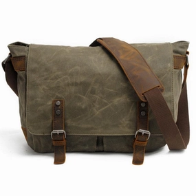 Everyday Necessity Travel Friendly Mens Waxed Canvas Side Bag Canvas Messenger Courier Bag Shoulder Bag for Men