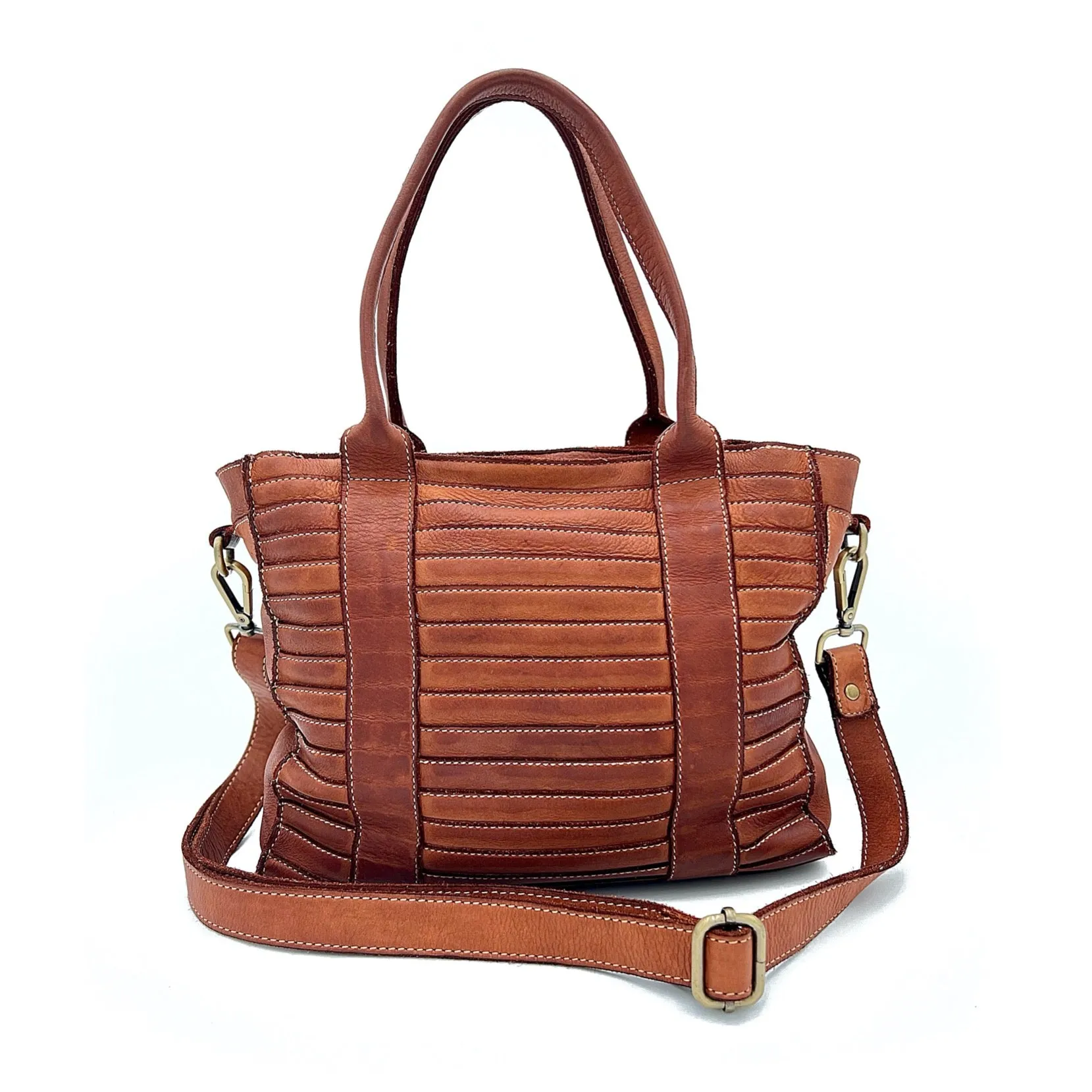 Milan Tote in Cognac simple design