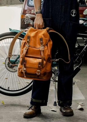 Military Style Cowhide Leather Backpack, Leather Travel Bag,  Men Backpack Sack, Sea Sack, Army Backpack, Sailor Bag, Full Grain Leather Adjustable Straps