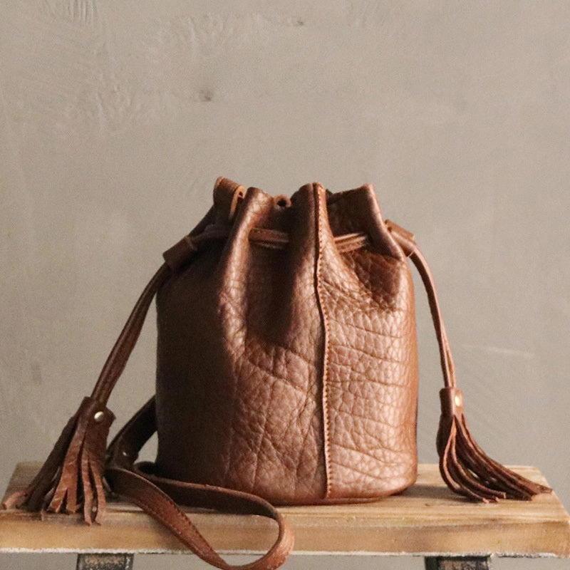 Stylish Daily Wear Mini LEATHER WOMEN Barrel Bag Small Bucket Purse SHOULDER Purses FOR WOMEN