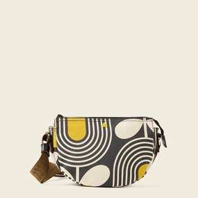 Mini Rounder Crossbody - Giant Striped Tulip Noir Adjustable Strap Lightweight Organizer