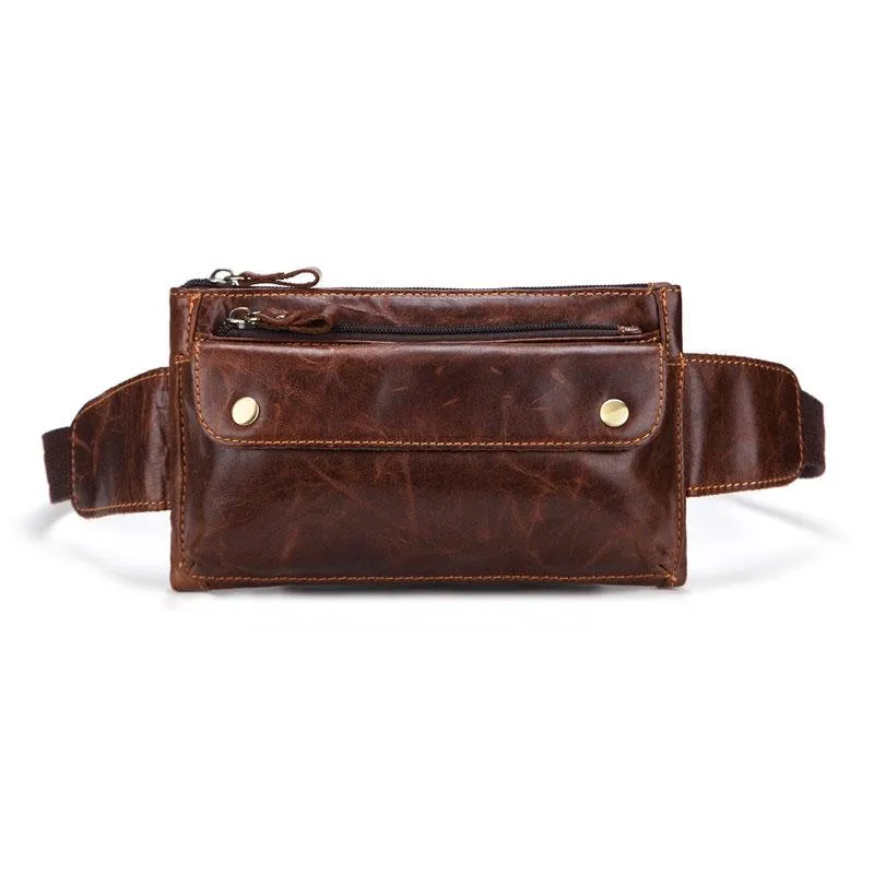 Cool and Retro Dark Brown and Brown LEATHER MENS FANNY PACK FOR MEN BUMBAG Vintage WAIST BAGS Stylish pocket pouch