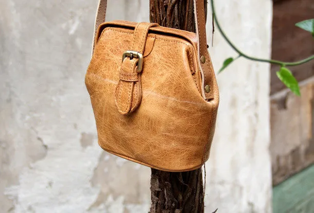 Handmade vintage small purse leather black bag brown shoulder bag crossbody for women Casual Fashion