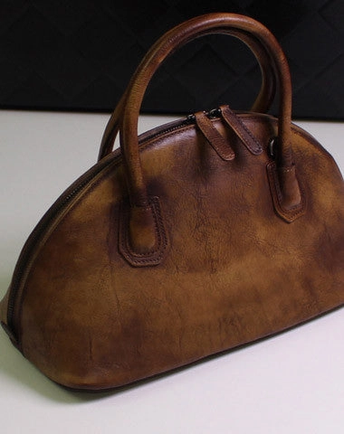 Handmade Leather handbag shoulder bag brown purple for women leather crossbody bag Customizable style