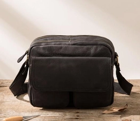 Cool Small Leather Mens Messengers Bag Shoulder Bag for Men Minimalist Style Versatile Use