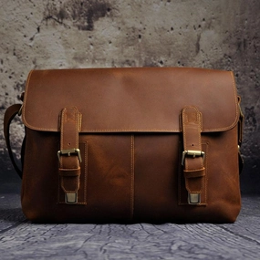 Compact Durability Outdoor Adventure Gear Cool Vintage Brown Leather Mens Side Bag Messenger Bag Shoulder Bag for Men