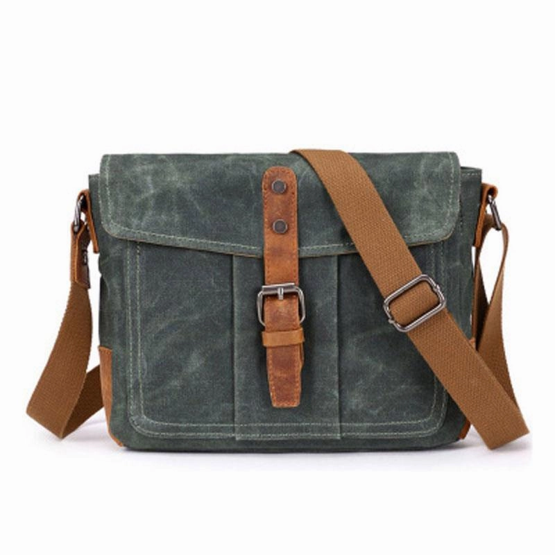 Outdoor functionality Versatile utility Mens Waxed Canvas Small Side Bag Messenger Bag Canvas Courier Bags for Men